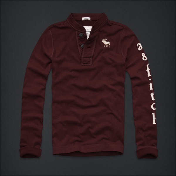 Abercrombie Fitch Hombres Ponte de pie de cuello Largo Remera AF6189